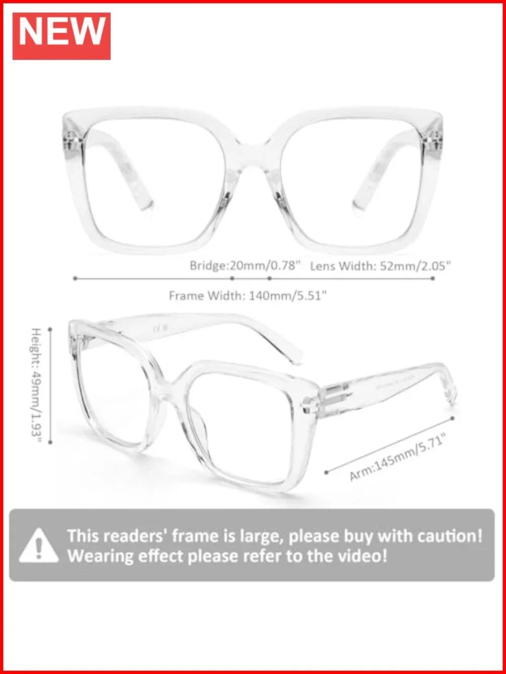 3 Pack Oversized Square Blue Light Blocking Reading Glasses for Women